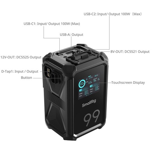 SmallRig 4984 X99 X-Touch Smart Üçlü Korumalı 1,5 m Düşmeye Dayanıklı IP54 Su Geçirmez / Toz Geçirmez) V-Mount Batarya