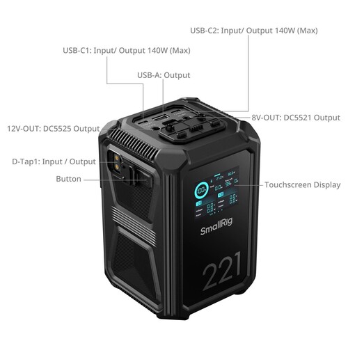 SmallRig 4985 X221 X-Touch Smart Üçlü Korumalı 1,5 m Düşmeye Dayanıklı, IP54 Su Geçirmez / Toz Geçirmez) V-Mount Batarya