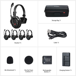 Synco X-Talk X5 Wireless Intercom Tek Kulaklı Kulaklık (5'li Set) - Thumbnail