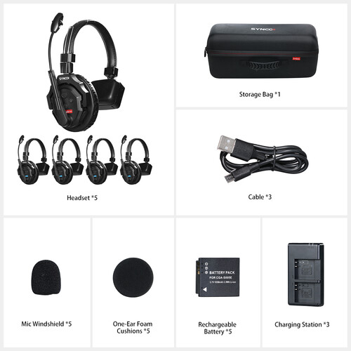 Synco X-Talk X5 Wireless Intercom Tek Kulaklı Kulaklık (5'li Set)