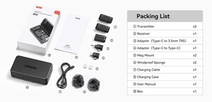 Ulanzi A100 İkili Kablosuz Yaka Mikrofonu (Type-C ve 3.5mm TRS) - Thumbnail