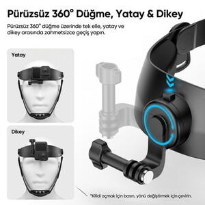 Ulanzi CM029 Ayarlanabilir Aksiyon Kamera ve Telefon Head Mount POV Çekim Sistemi - C098A - Thumbnail