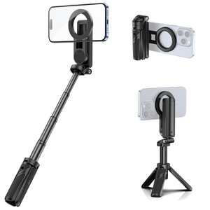 Ulanzi - Ulanzi JJ03S Manyetik Telefon Tripodu 360° Selfie Çubuğu Bluetooth Kumandalı Siyah - T090A