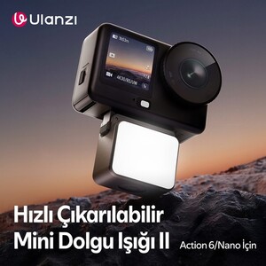 Ulanzi LM24 Osmo Action Serisi ve Nano Uyumlu Manyetik Quick Release Mini LED Dolgu Işığı - L298 - Thumbnail