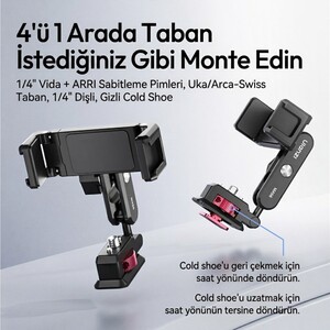 Ulanzi MA56 4 in 1 Metal Telefon Tutucu Tripod Aparatı - S042 - Thumbnail