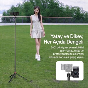 Ulanzi MT-44 149cm 2si 1 Arada Hızlı Açılır Selfie Çubuğu Tripod Telefon Kamera Uyumlu - 2502E - Thumbnail
