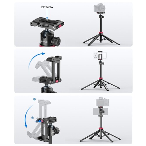 Ulanzi MT-44B 150cm 2 in 1 Otomatik Açılan 4 Ayaklı Selfie Monopod Tripod Siyah - S056