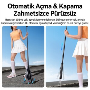 Ulanzi SK-21 180cm Manyetik Auto-Open Selfie Monopod Tripod Siyah - M103 - Thumbnail