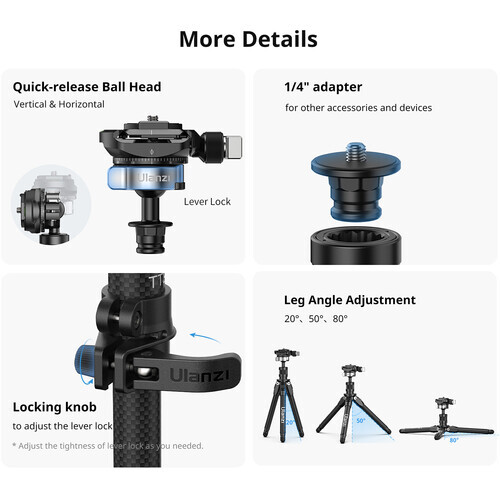 Ulanzi TT35 Carbon Fiber Yürüyüş Çubuğu Tripod Seti