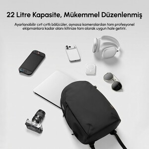 Ulanzi YY038 Urban Travel V2 22L Fotoğraf Makinesi Sırt Çantası Siyah - B222 - Thumbnail