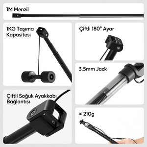 Ulanzi - Ulanzi ZJ08 Cold Shoe Mikrofon Uzatma Kolu Ayarlanabilir Boom Arm - S008 (1)