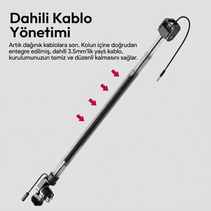 Ulanzi ZJ08 Cold Shoe Mikrofon Uzatma Kolu Ayarlanabilir Boom Arm - S008 - Thumbnail