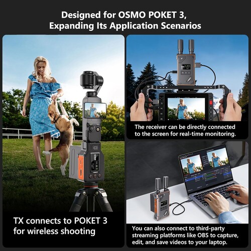 VRRIIS WL-087PRO DJI Osmo Pocket 3/4/4P Kablosuz Görüntü Aktarım Sistemi