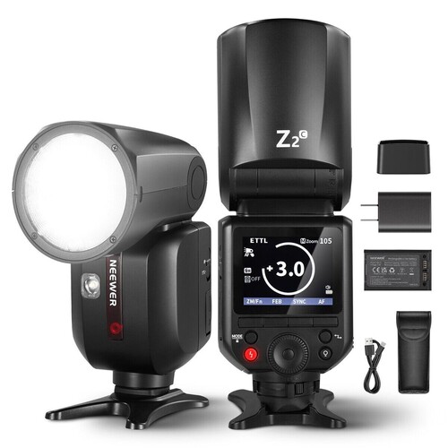 Neewer Z2PRO-C Canon Uyumlu 76W Yuvarlak Kafa Akülü Tepe Flaşı