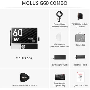 Zhiyun - Zhiyun MOLUS G60 Bi-Color Mini/Pocket COB Monolight /Combo Kit (1)